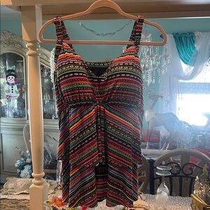 Colorful Striped Women's Swim Dress top